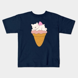 Kawaii Ice Cream Polar Bear T-Shirt Kids T-Shirt